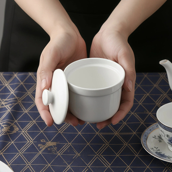 Szállodai kerámia leveses pohár – magnézium porcelán, aláglazúros felület, testreszabható, logó nyomtatás