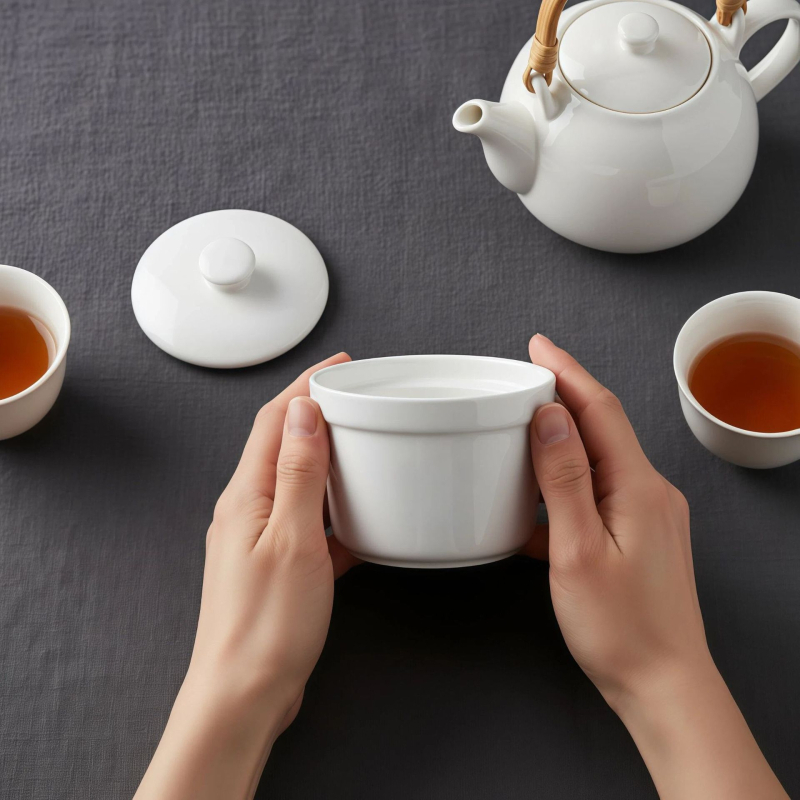 Szállodai kerámia leveses pohár – magnézium porcelán, aláglazúros felület, testreszabható, logó nyomtatás