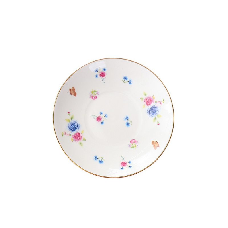 Keramická okrúhla platňa – kvetinový vzor, retro štýl, mikrovlnná bezpečnosť, tanier na šperky a mydlo