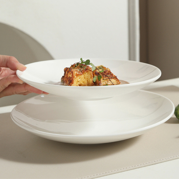 Mu yun porcelianinė apvalios formos lėkštė, underglaze color paviršiaus apdaila, tinkama mikrobangų krosnelėje, šiuolaikiškas paprastas stilius