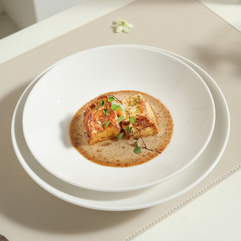 Mu yun porcelianinė apvalios formos lėkštė, underglaze color paviršiaus apdaila, tinkama mikrobangų krosnelėje, šiuolaikiškas paprastas stilius