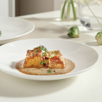 Mu yun porcelianinė apvalios formos lėkštė, underglaze color paviršiaus apdaila, tinkama mikrobangų krosnelėje, šiuolaikiškas paprastas stilius