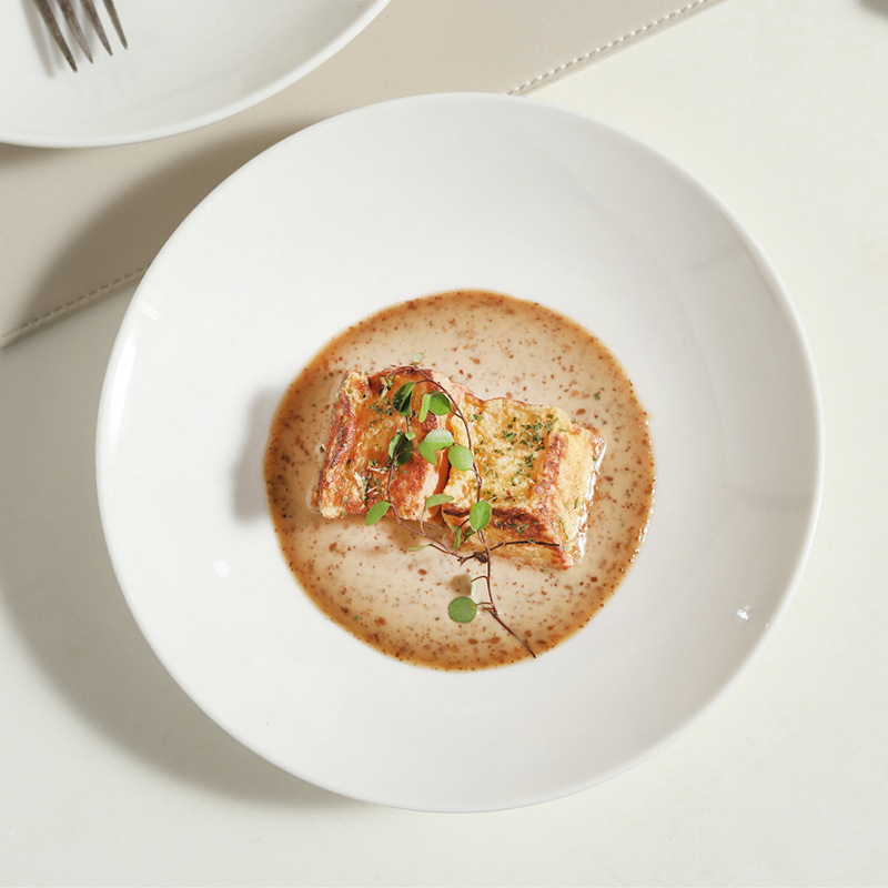 Mu yun porcelianinė apvalios formos lėkštė, underglaze color paviršiaus apdaila, tinkama mikrobangų krosnelėje, šiuolaikiškas paprastas stilius