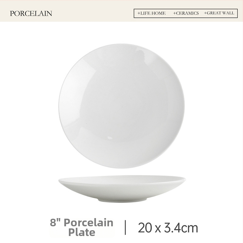 Mu yun porcelianinė apvalios formos lėkštė, underglaze color paviršiaus apdaila, tinkama mikrobangų krosnelėje, šiuolaikiškas paprastas stilius