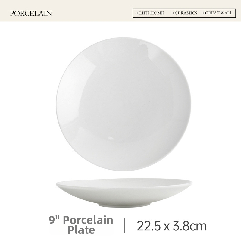 Mu yun porcelianinė apvalios formos lėkštė, underglaze color paviršiaus apdaila, tinkama mikrobangų krosnelėje, šiuolaikiškas paprastas stilius