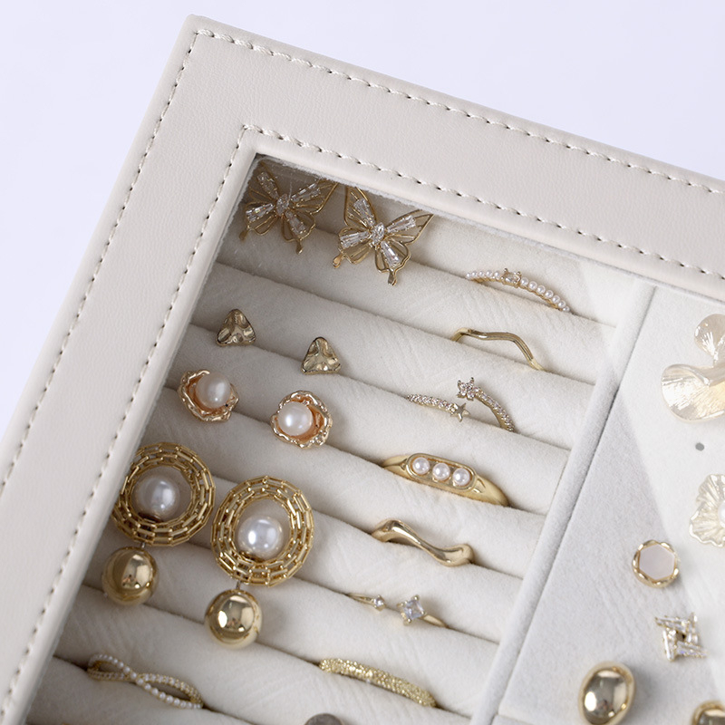 Kastīte rotaslietām ar pieciem atvilktnēm, PU āda, galda uzstādīšana, daudzfunkcionāla un putekļusizturīga, piemērota auskarām, gredeniem un kaklarotām