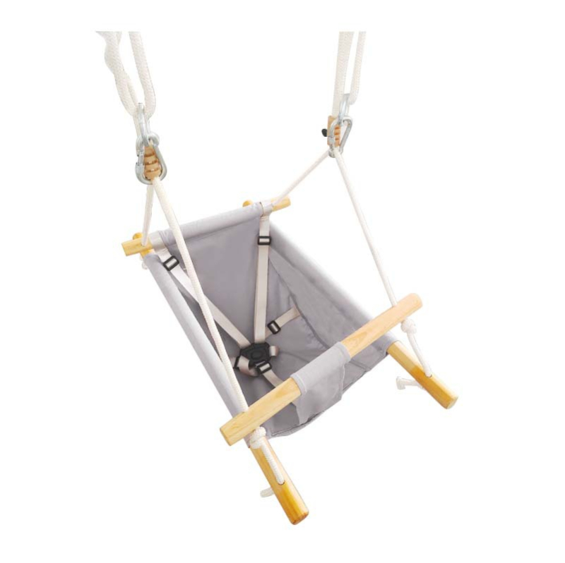 Dječja viseća stolica – KOYOODO, tkanina, drveni okvir, nasloni za ruke, intelektualni razvoj