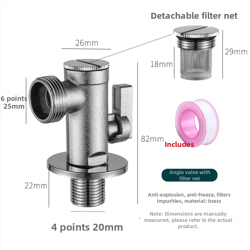 Messingist WC-nurgakraan filtriga, käsitsi paigaldamine, normaalne rõhk, sobib WC-ile, 197 g