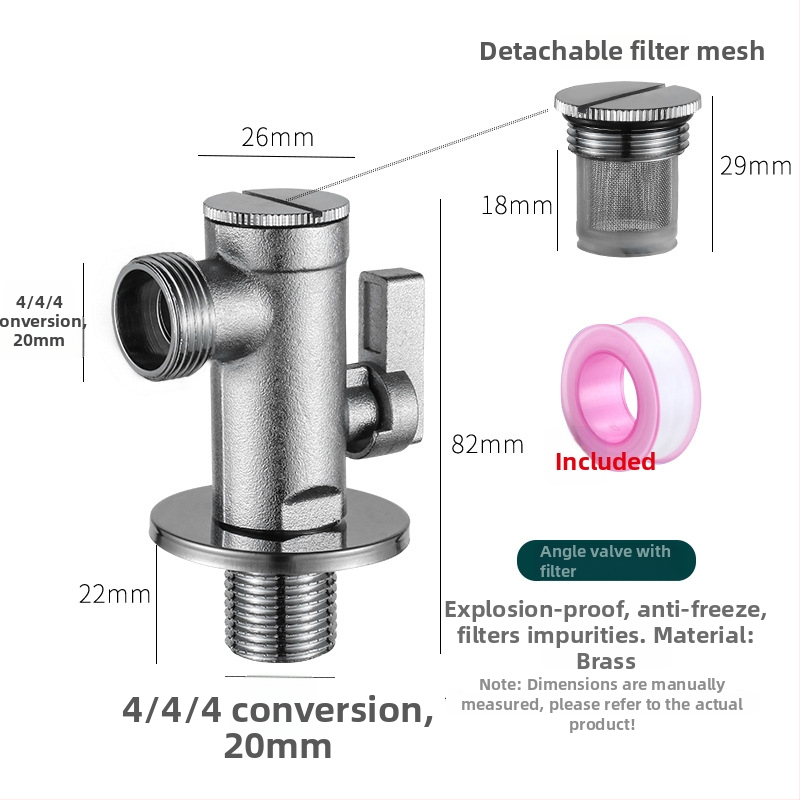 Messingist WC-nurgakraan filtriga, käsitsi paigaldamine, normaalne rõhk, sobib WC-ile, 197 g