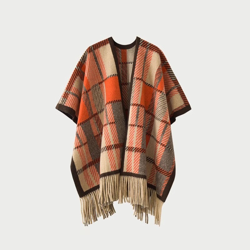 Sievietēm šalle-pelerīna no mākslīgā kašmīra, moderns stils, totem motīvs, adīta