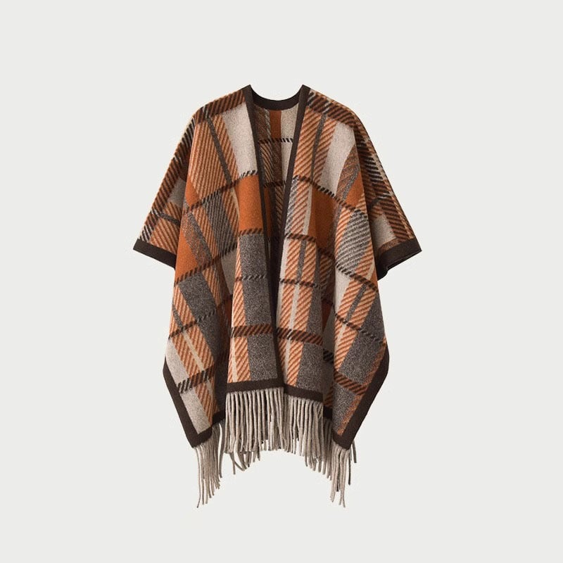 Sievietēm šalle-pelerīna no mākslīgā kašmīra, moderns stils, totem motīvs, adīta