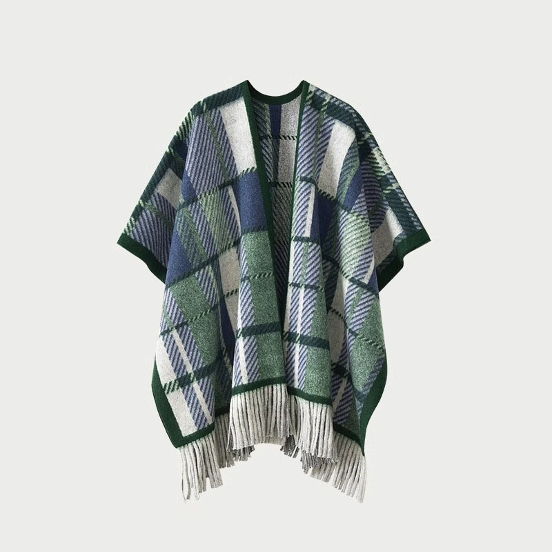 Sievietēm šalle-pelerīna no mākslīgā kašmīra, moderns stils, totem motīvs, adīta