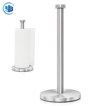 Държач за хартиени кърпи за кухненски плот, неръждаема стомана, единична колона, кръгъл профил, полирана повърхност, подходящ за големи ролки