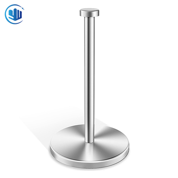 Държач за хартиени кърпи за кухненски плот, неръждаема стомана, единична колона, кръгъл профил, полирана повърхност, подходящ за големи ролки