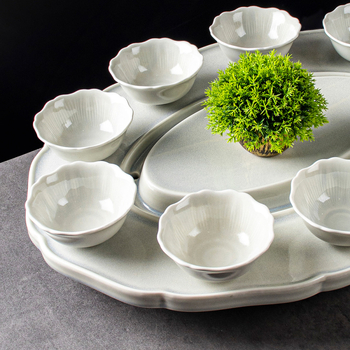 Szállodai bankettekhez készült tengeri gyümölcsei tál: Longteng Four Seas homár tál, száraz jég bemutató, kerámia színes mázzal, logóval testre szabható, Shengjing márka