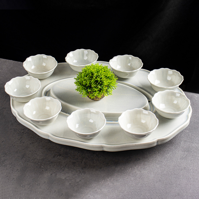 Szállodai bankettekhez készült tengeri gyümölcsei tál: Longteng Four Seas homár tál, száraz jég bemutató, kerámia színes mázzal, logóval testre szabható, Shengjing márka