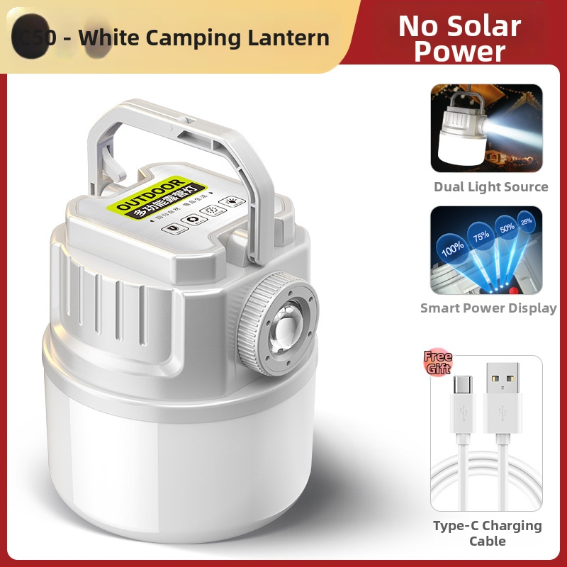 LED palapinės lemputė, įkraunama, 3,7 V, 10 W, rankinis jungiklis