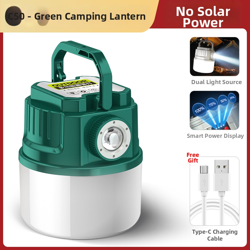 LED palapinės lemputė, įkraunama, 3,7 V, 10 W, rankinis jungiklis