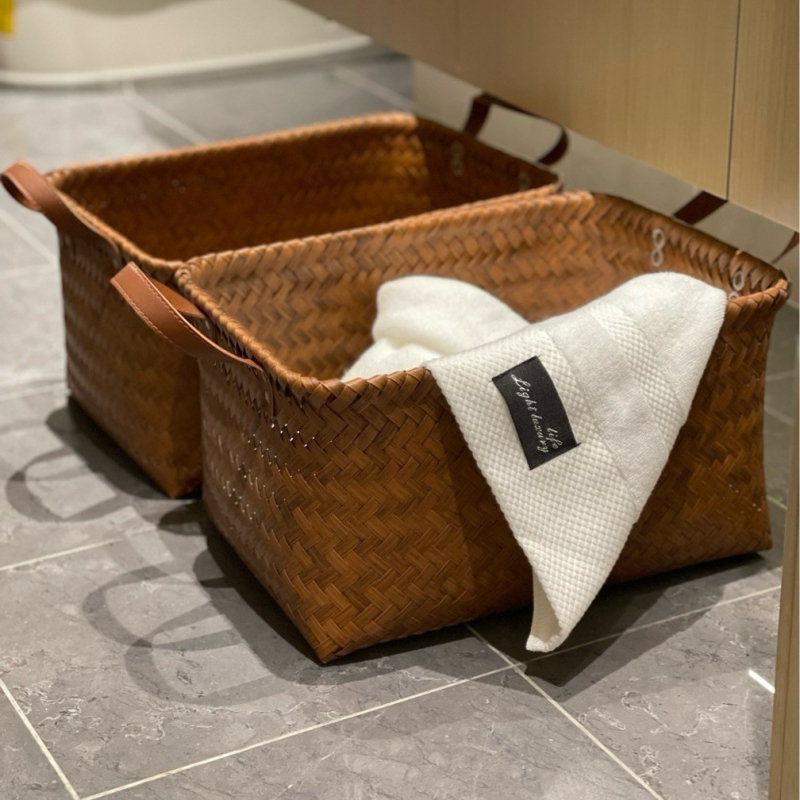 Spremnik za pohranu - retro američkog stila, imitacija ratana, PP materijal, višenamjenski organizator za deke, donje rublje, voće, povrće, lijekove i odjeću