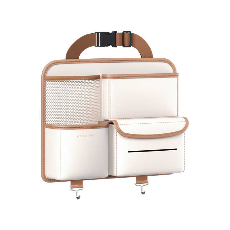 Automobilio sėdynės nugaros laikymo krepšys – odinis, pakabinimo dizainas, logotipo spausdinimas, suspaudimo atsparumas, universalus naudojimui automobiliuose