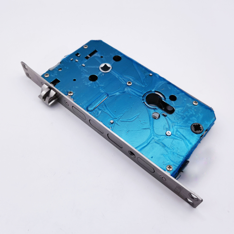 Apsauginių durų rankenos užrakinimo korpusas — dvigubo gyvo užrakto korpusas, modelis 8518, medžiaga: geležis + nerūdijantis plienas, svoris 650 g, šiuolaikinio minimalistinio stiliaus