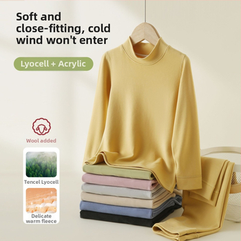 Vaikų terminis komplektas su aukštu kaklu – unisex viršus ir apatiniai, Lyocell mišinys, storesnis šilumos palaikymas, skirtas rudeniui ir žiemai