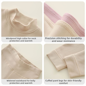 Vaikų terminis komplektas su aukštu kaklu – unisex viršus ir apatiniai, Lyocell mišinys, storesnis šilumos palaikymas, skirtas rudeniui ir žiemai
