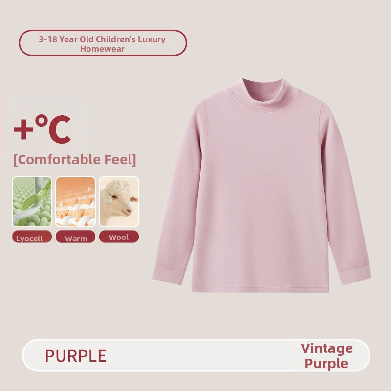 Vaikų terminis komplektas su aukštu kaklu – unisex viršus ir apatiniai, Lyocell mišinys, storesnis šilumos palaikymas, skirtas rudeniui ir žiemai