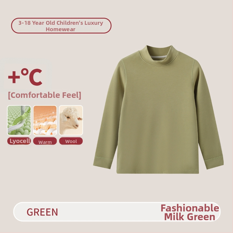 Vaikų terminis komplektas su aukštu kaklu – unisex viršus ir apatiniai, Lyocell mišinys, storesnis šilumos palaikymas, skirtas rudeniui ir žiemai