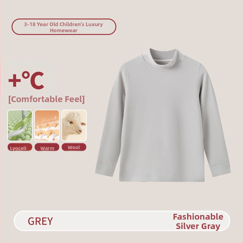 Vaikų terminis komplektas su aukštu kaklu – unisex viršus ir apatiniai, Lyocell mišinys, storesnis šilumos palaikymas, skirtas rudeniui ir žiemai
