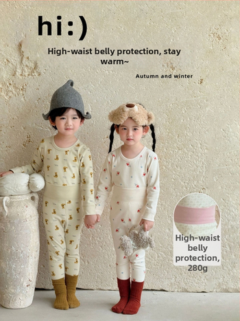 Dječji unisex pamukni set pidžama za jesen-zimu (okrugli vrat, mekana obrada)