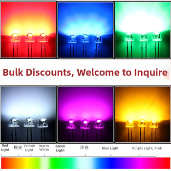 LED karoliukai striukės skrybelės stiliaus, skaidrūs; Darbinė įtampa 1.8-3.0 V; Srovė 20 mA; Galia 0.06 W; Šviesos srautas 5000-6000 mcd; Čip: Sanan