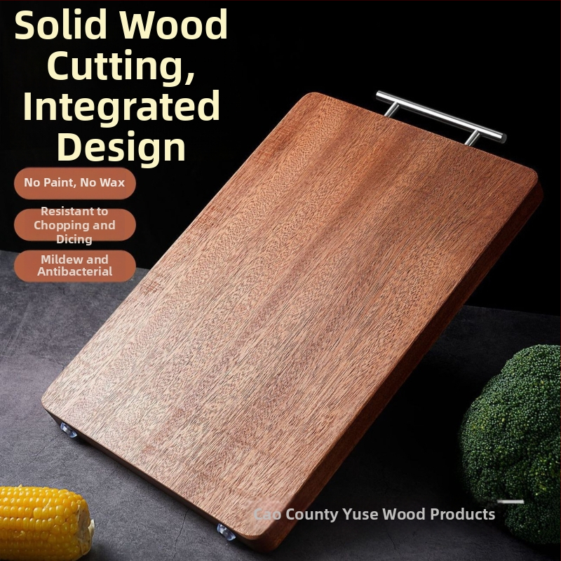 Eboninės medienos pjaustymo lenta, tvirto medžio, dvipusė, su rankena, stora