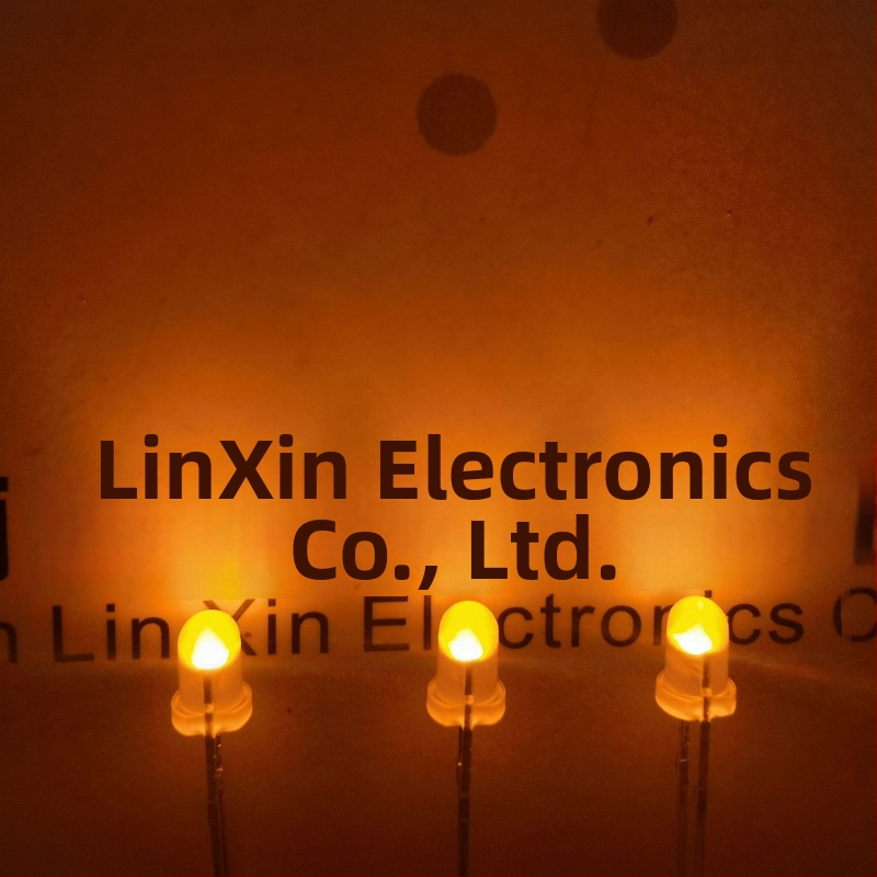 LED lampas lodīte, oranža, pieslēdzams, apaļa galviņa 3.0 mm, darba spriegums 2.0 V, strāva 20 mA, viļņa garums 600–610 nm, starojuma leņķis 30°, San'an čips