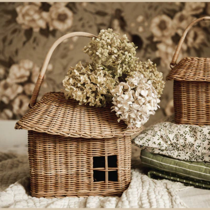 Rainyuda ратанова кошница за играчки – стил чанти, преплетена цветна кошничка за деца, материал: индонезийска лоза, възможна персонализация