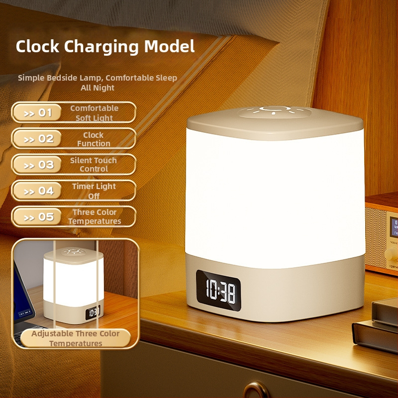 LED naktinė lemputė miegamajam akims draugiška šviesa, stiklinis gaubtas, prisilietimo valdiklis, įmontuota baterija, apšvietimas aplinkai