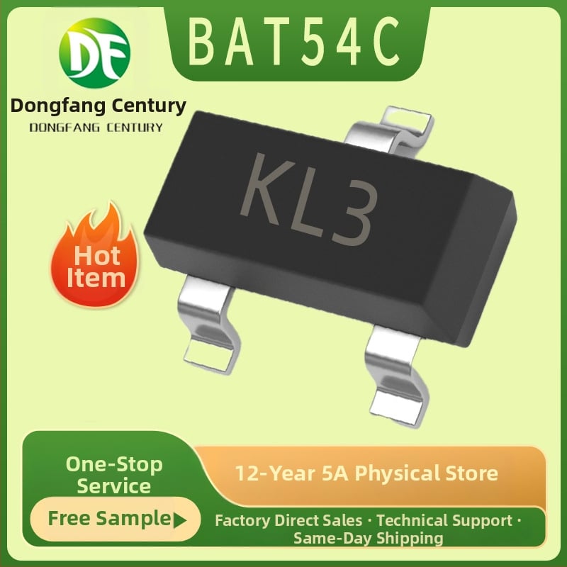 SMD diodas BAT54C, Šotkio diodas, SOT-23 korpusas, ženklinimas KL3, prekės ženklas DF