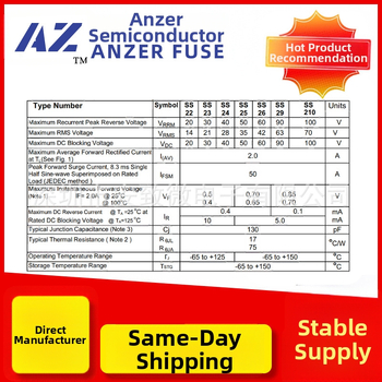 Schottky diodas, SMD, SS24/SK24, 2A/40V, SMA/SMAF/SMB pakuotė