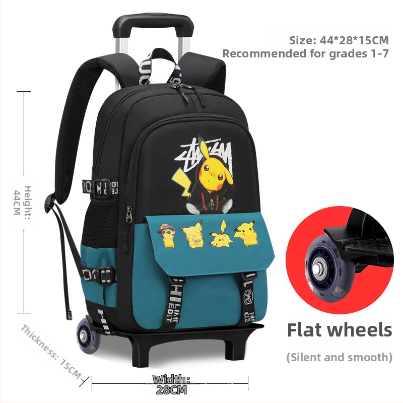 Pradinės mokyklos trolis kuprinė, unisex, šešių ratų kopimo laiptams, nuimamas rankenėlė, Oxford audinys, anime raštas, Xin zhuorun