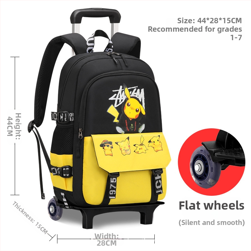 Pradinės mokyklos trolis kuprinė, unisex, šešių ratų kopimo laiptams, nuimamas rankenėlė, Oxford audinys, anime raštas, Xin zhuorun