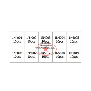 Aemedy pavyzdžių rinkinys lyginamosioms diodoms 1N4001 ir IN5819 buities prietaisams