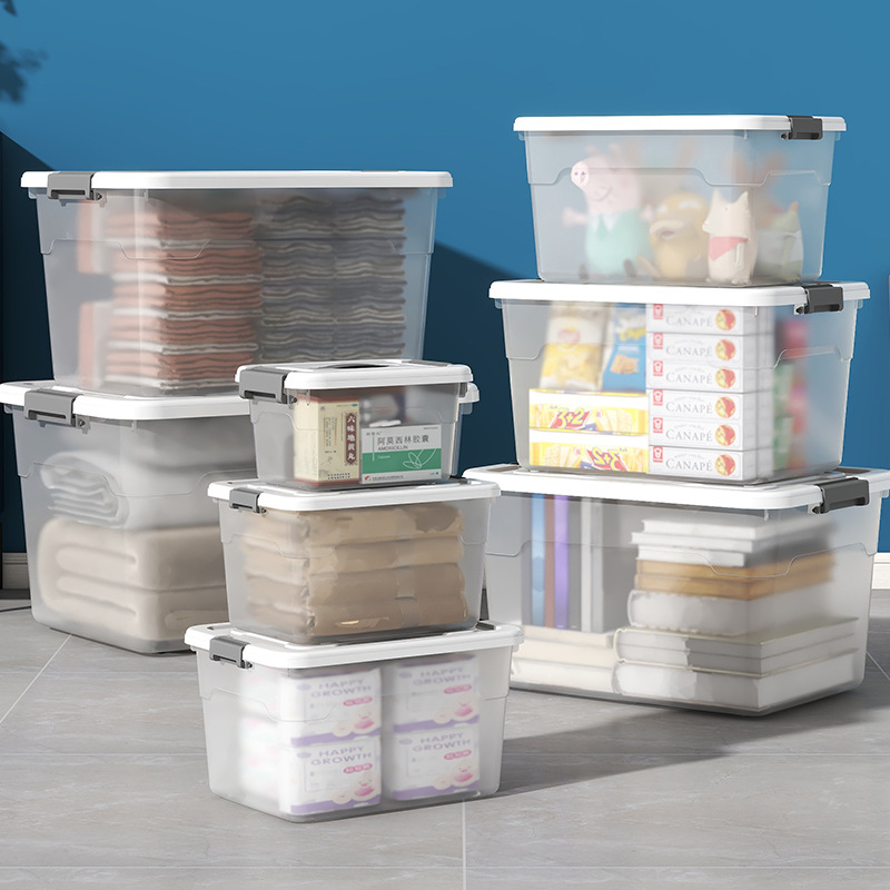 Διαφανές πλαστικό δοχείο αποθήκευσης με καπάκι, χωρητικότητας 150–200 L, φορητό, ανθεκτικό στη σκόνη και στην υγρασία