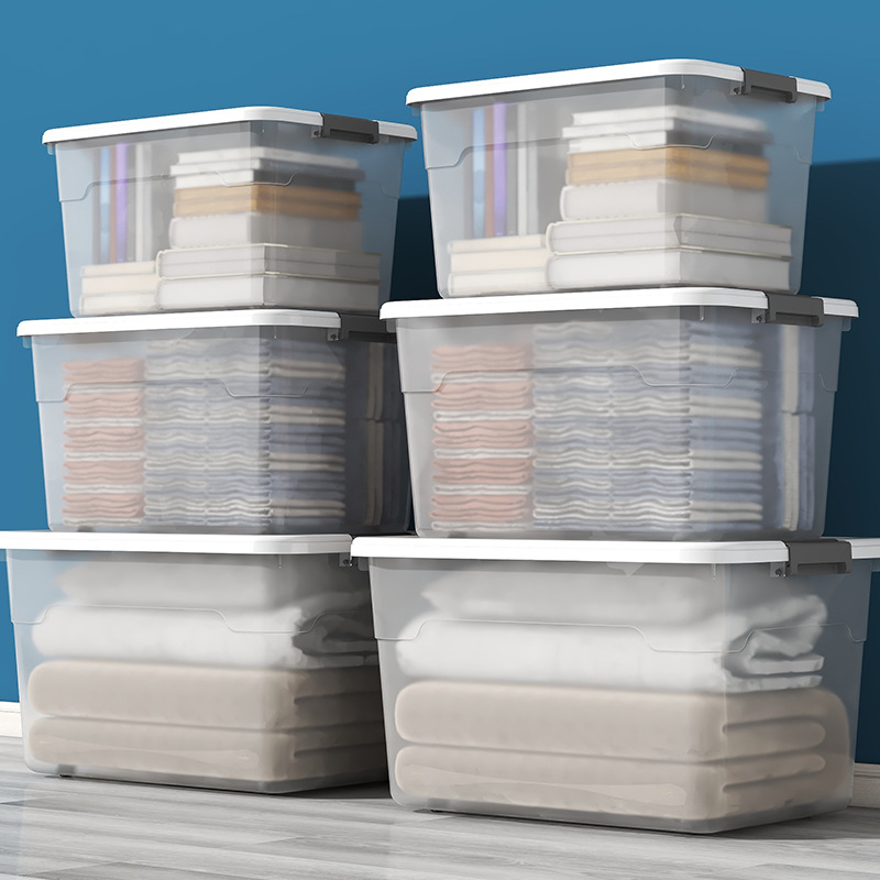 Διαφανές πλαστικό δοχείο αποθήκευσης με καπάκι, χωρητικότητας 150–200 L, φορητό, ανθεκτικό στη σκόνη και στην υγρασία