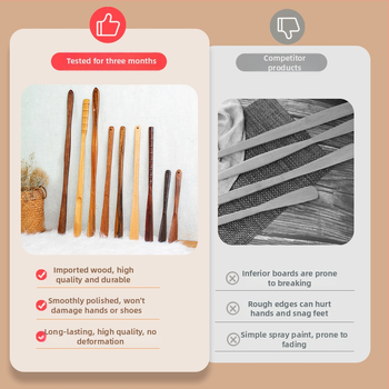 Three Tron medinė batų rankena, paprastas ir modernus stilius, poliruotas paviršius, medžiaga: medis