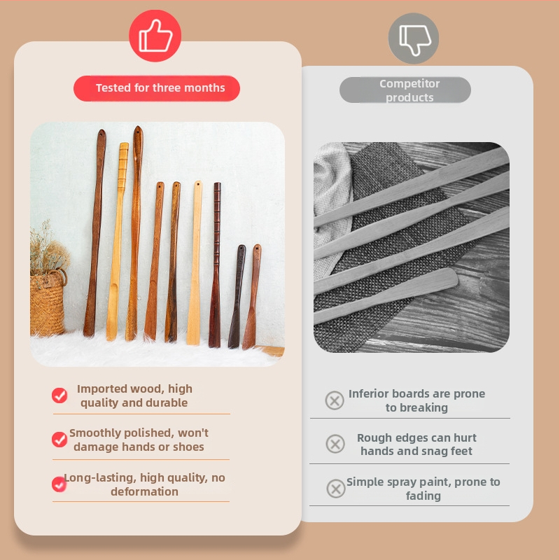 Three Tron medinė batų rankena, paprastas ir modernus stilius, poliruotas paviršius, medžiaga: medis