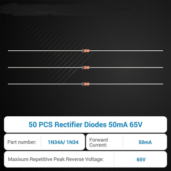 Šottky dioda 1N34A, 50 mA, 65 V, 50 vnt. elektrostatiniame maišelyje