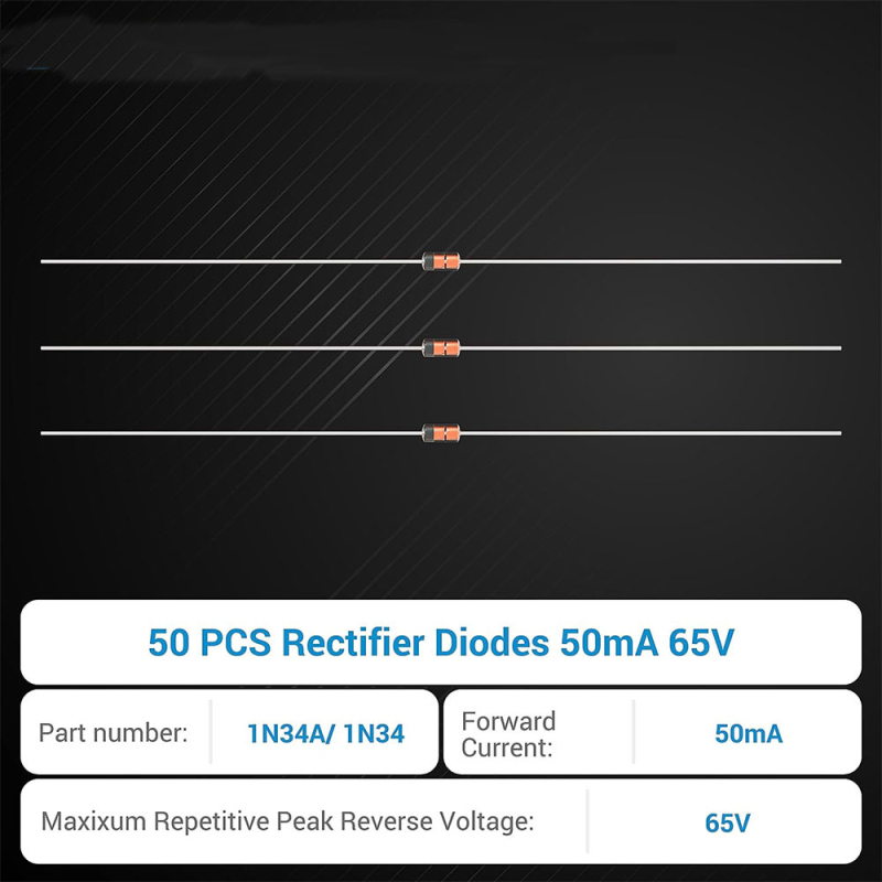 Šottky dioda 1N34A, 50 mA, 65 V, 50 vnt. elektrostatiniame maišelyje