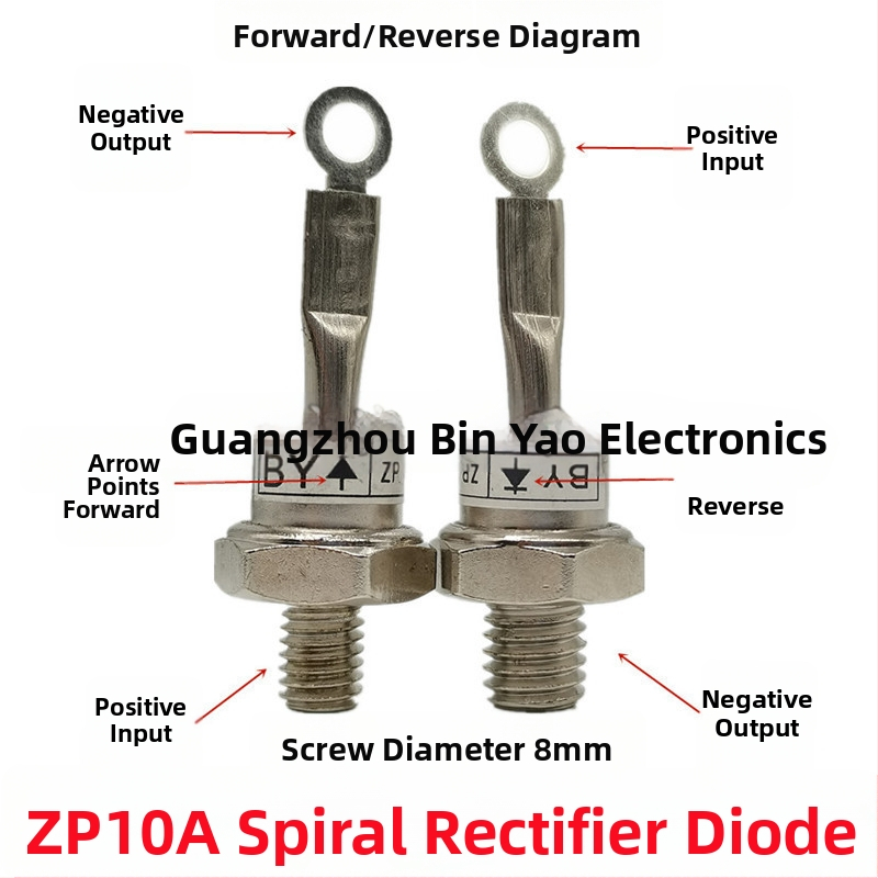 ZP10A / 2CZ10A 1000–1200 V spiralinis silicijinis rektilizacijos diodas – Shinohama, elektros programoms