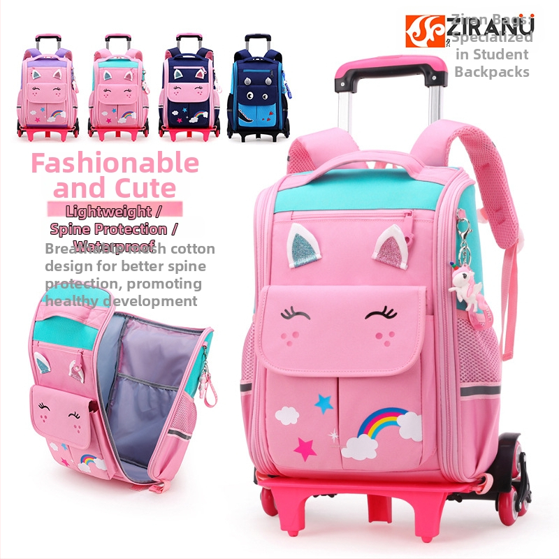 Rulluv koolikott, nailon, hingav, veekindel, kulumise vastane, varastamise vastane, kõverad õlarihmad, ühesuunalised rattad