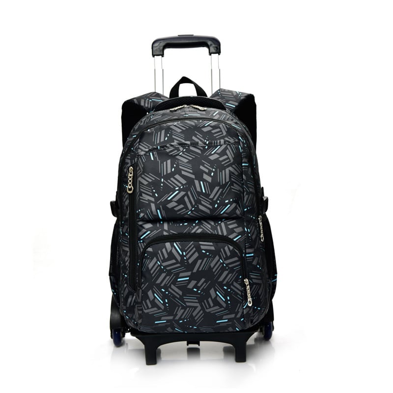 Unisex mokyklinė kuprinė iš Oxford audinio, karodinis plaid modelis, vertikali kvadrato forma, oro pagalvės dirželis, vienos krypties ratukas (kvėpuojanti, atspari dėvėjimuisi, apkrovos mažinimas)